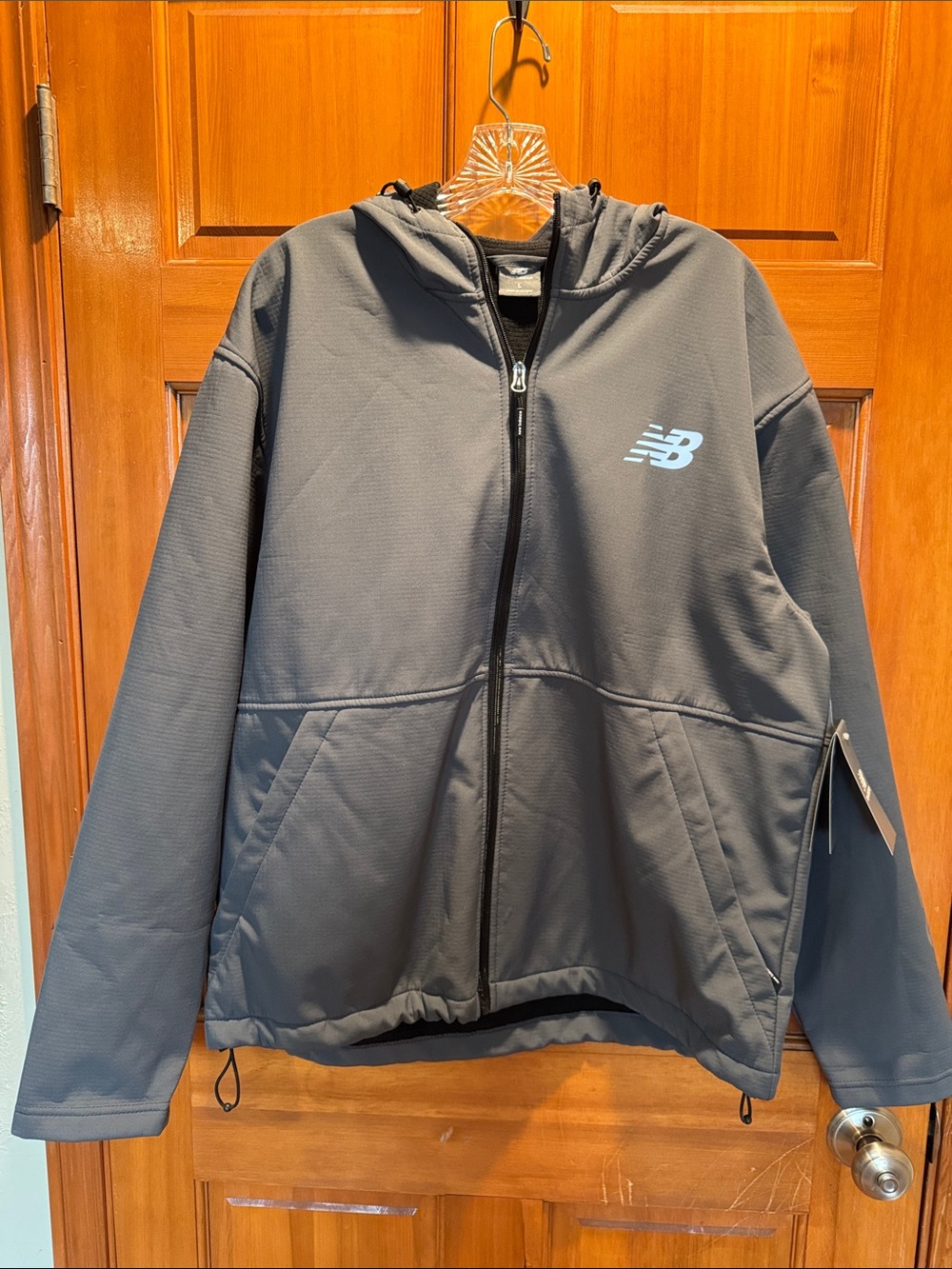 NWT New Balance Men’s Grey Soft Shell 4-Way StretchHooded Fleece Zip Jacket